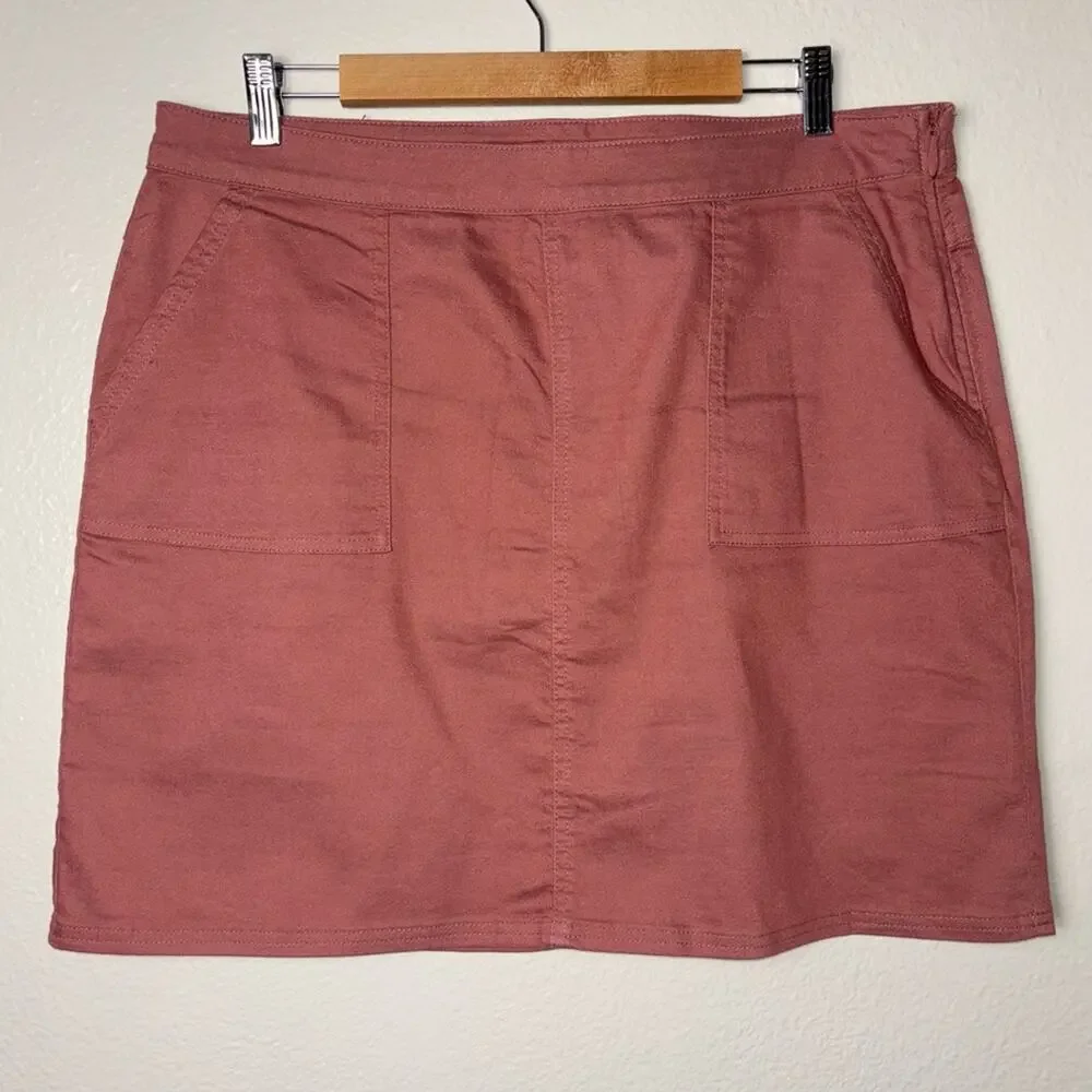 Prana Kara skirt Women's Size 14 Lacquered Rose Pink Stretch Denim A-Line